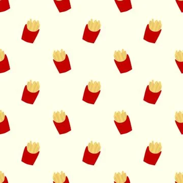French fries seamless pattern. Fast food background. Simple doodle Illustrazione stock