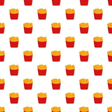 French fries seamless pattern fast food background Stock Illustration