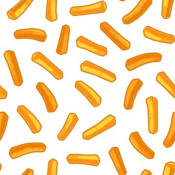 French Fries Seamless Pattern on White Background. Vector 스톡 일러스트