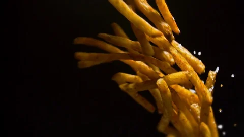French Fries Slow Motion Stock Footage 106267741