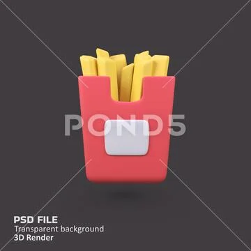 French Fries Snacks isolated 3d render icon illustration PSD Template