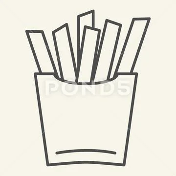 French fries thin line icon. Fast food vector illustration isolated on white Stock Illustration