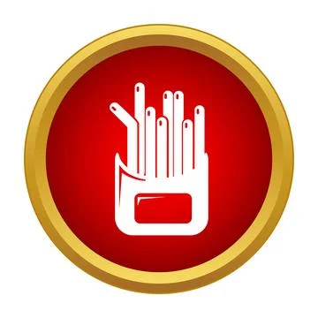 French fries vector icon inside red golden circle Stock Illustration