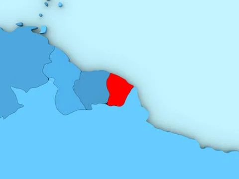 French Guiana on 3D map Stock Illustration