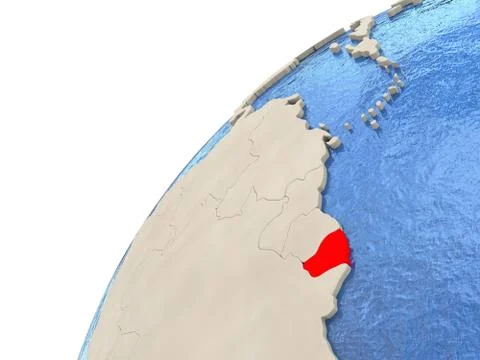 French Guiana on globe Stock Illustration
