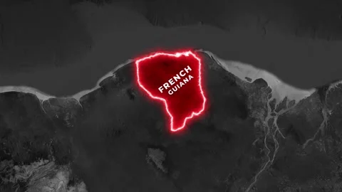 French Guiana glowing map border with national flag motion video Stock-Footage 344957701