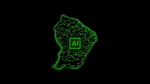 French Guiana Map AI Chipset Technology Opener Video stock 337082554