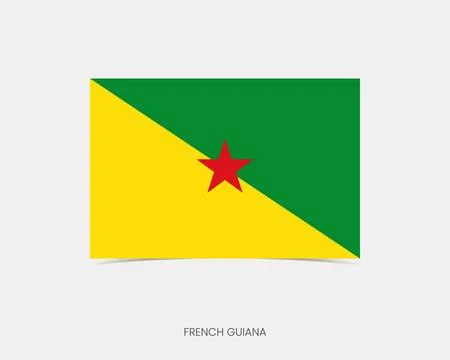 French Guiana Rectangle flag icon with shadow. 스톡 일러스트