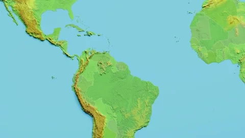 French Guyana Map 3D animated with Borders Video stock 348521960