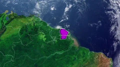 FRENCH GUYANA Map With Borders Stock Footage 318674064