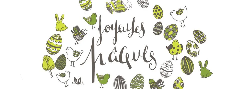 French happy easter doodles Stock Illustration