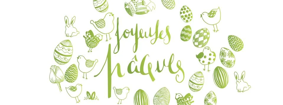 French happy easter doodles Stock Illustration
