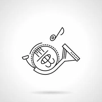 French horn flat line vector icon Stock Illustration