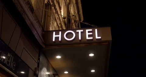 French Hotel at Night Video stock 129788387