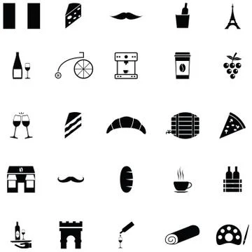 French icon set Stock Illustration