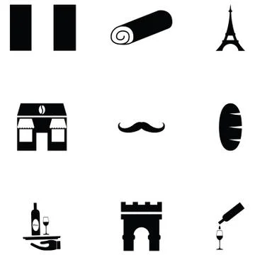 French icon set Stock Illustration