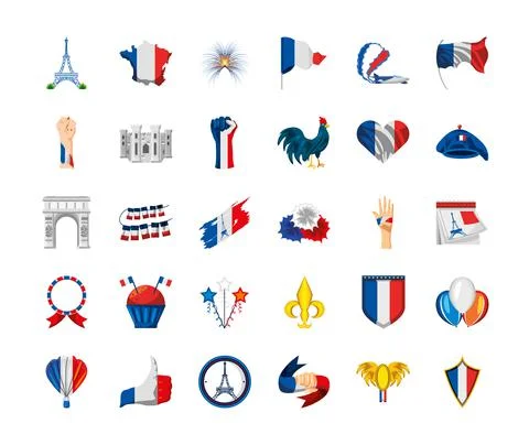 French icons set Stock Illustration