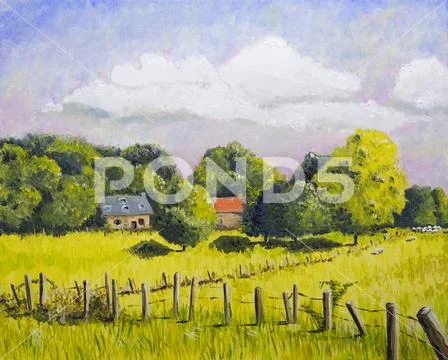 French landscape painting Stock Illustration
