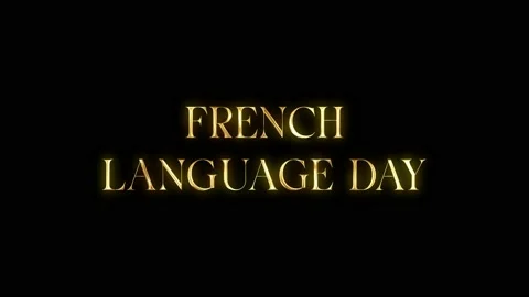 French language day with golden texture in black background. Seamless loop .. Stock Footage 234507344