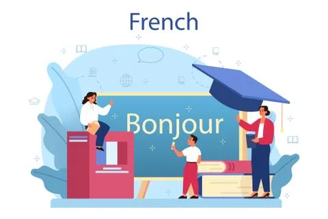 French learning concept. Language school french course. Study Stock-Illustration