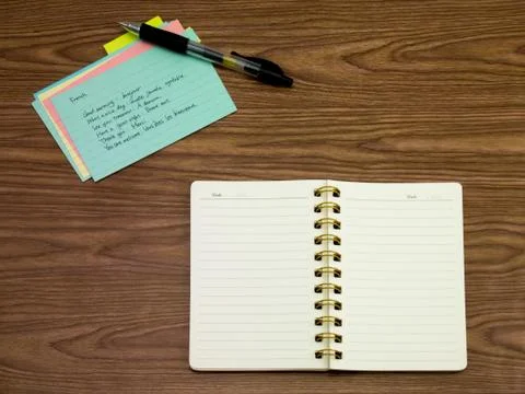 French; Learning New Language Writing Words on the Notebook Stock Photos