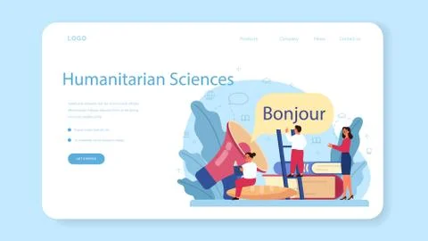 French learning web banner or landing page. Language school french Stock-Illustration