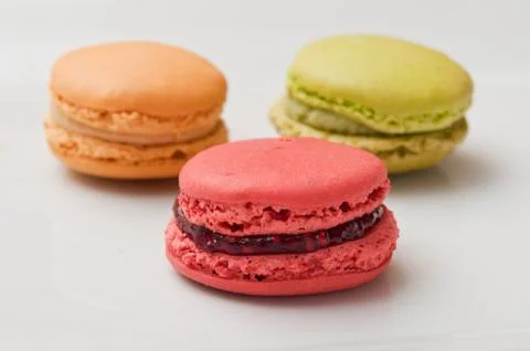 French macaron assortment on white background Stock Photos