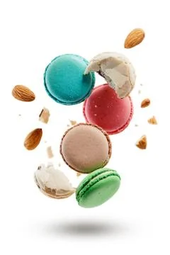 French macarons with almonds. Stock Photos