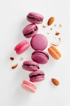French macarons with almonds. Stock Photos