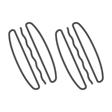 French macarons biscuits thin line icon, french food concept, cookies vector Stock Illustration