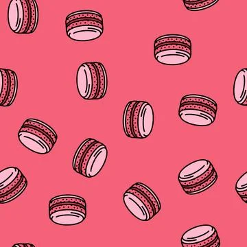 French macarons cooking vector seamless pattern Illustrazione stock