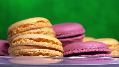 French macarons, sweet cookie spinning close-up 動画素材 169328933