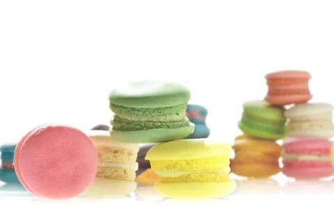 French macarons on white background Stock Photos