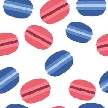 French macaroons dessert. Pattern on a white background. Illustrazione stock