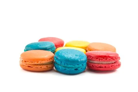 French macaroons on white background Stockfoto's