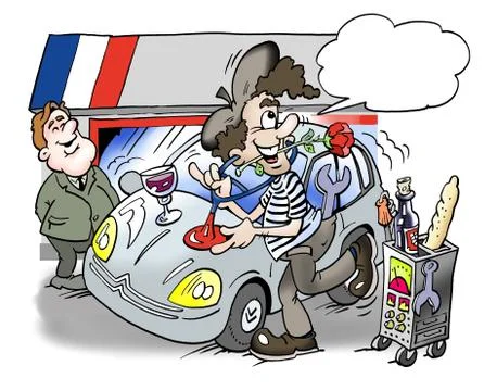 A French man repairs the car Stock Illustration