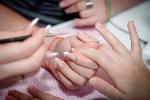 French manicure Master Class Stock Photos