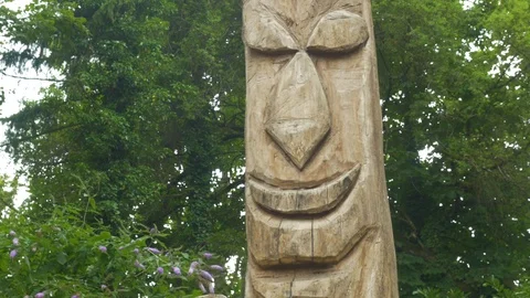 French Medieval Totem Pole Carving Stock Footage 101203290