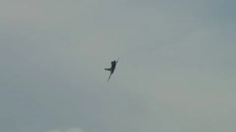 French multirole fighter Dassault Rafale is flying at minimum speed. MAKS-2011. Stock Footage 219927639
