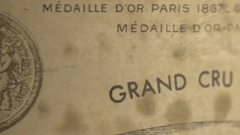 French old Wine Bottle Label of 1967 Stock Footage 118853480