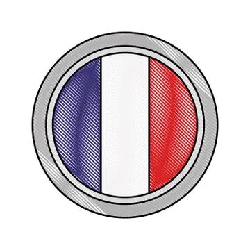 French paris flag in button icon Illustrazione stock