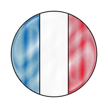 French paris flag in button icon Stock Illustration