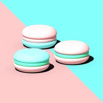 French pasta 3d render, holiday decor, sweet dessert, minimalist design Stockillustratie