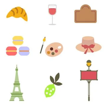 French pattern flat illustration on white イラスト素材