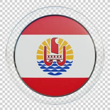 French Polynesia 3d illustration flag on pole. Wood flagpole Illustrazione stock