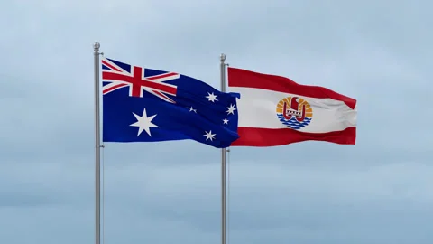 French Polynesia and Australia flag Stock Footage 252129578