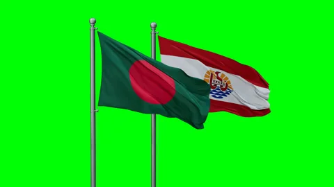 French Polynesia and Bangladesh two flags Stock Footage 290027660