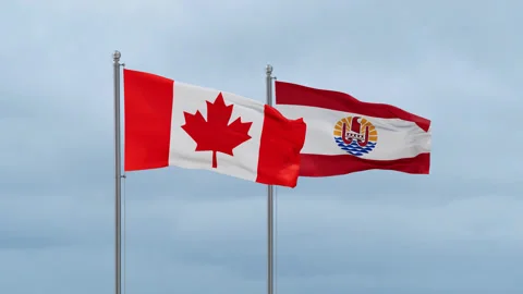 French Polynesia and Canada flag Video stock 252023671