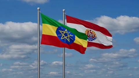 French Polynesia and Ethiopia two flags Stock-Footage 281640239