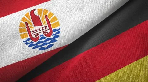 French Polynesia and Germany two flags textile cloth, fabric texture Stock Illustration
